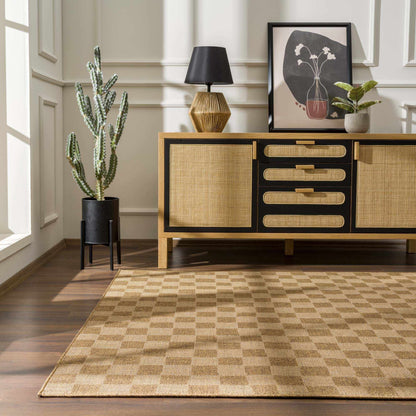 Kuval Checkered Brown Outdoor Rug