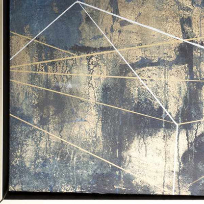 Darmstadt Abstract Gold and Blue Canvas Wall Art - Clearance