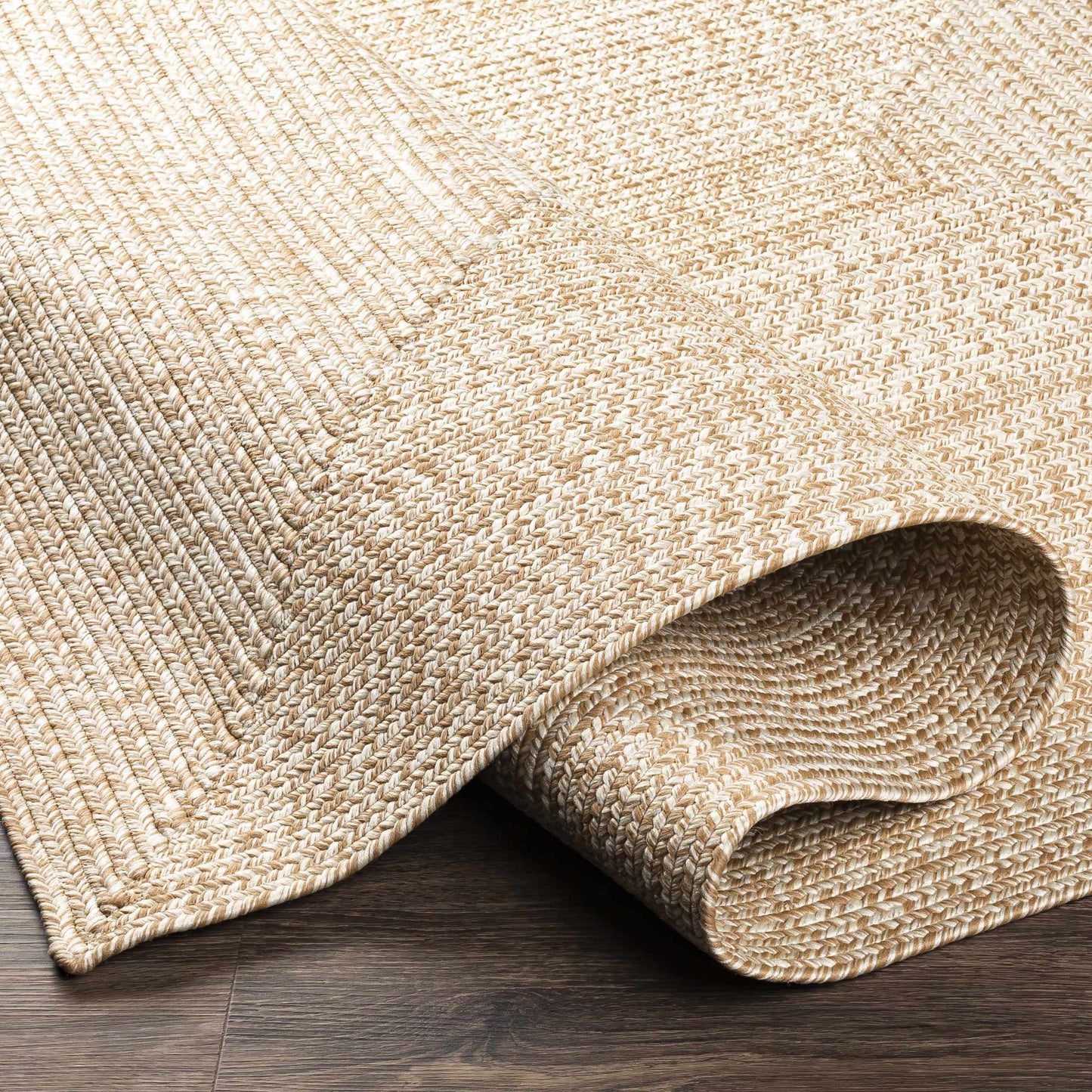 Cream Braided Faux Jute Outdoor Rug