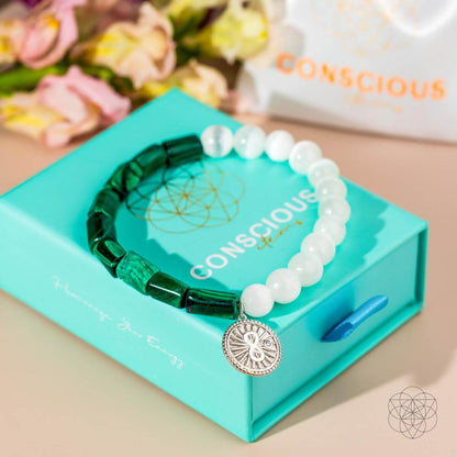 Infinite Triumph - Malachite & Selenite Success Bracelet